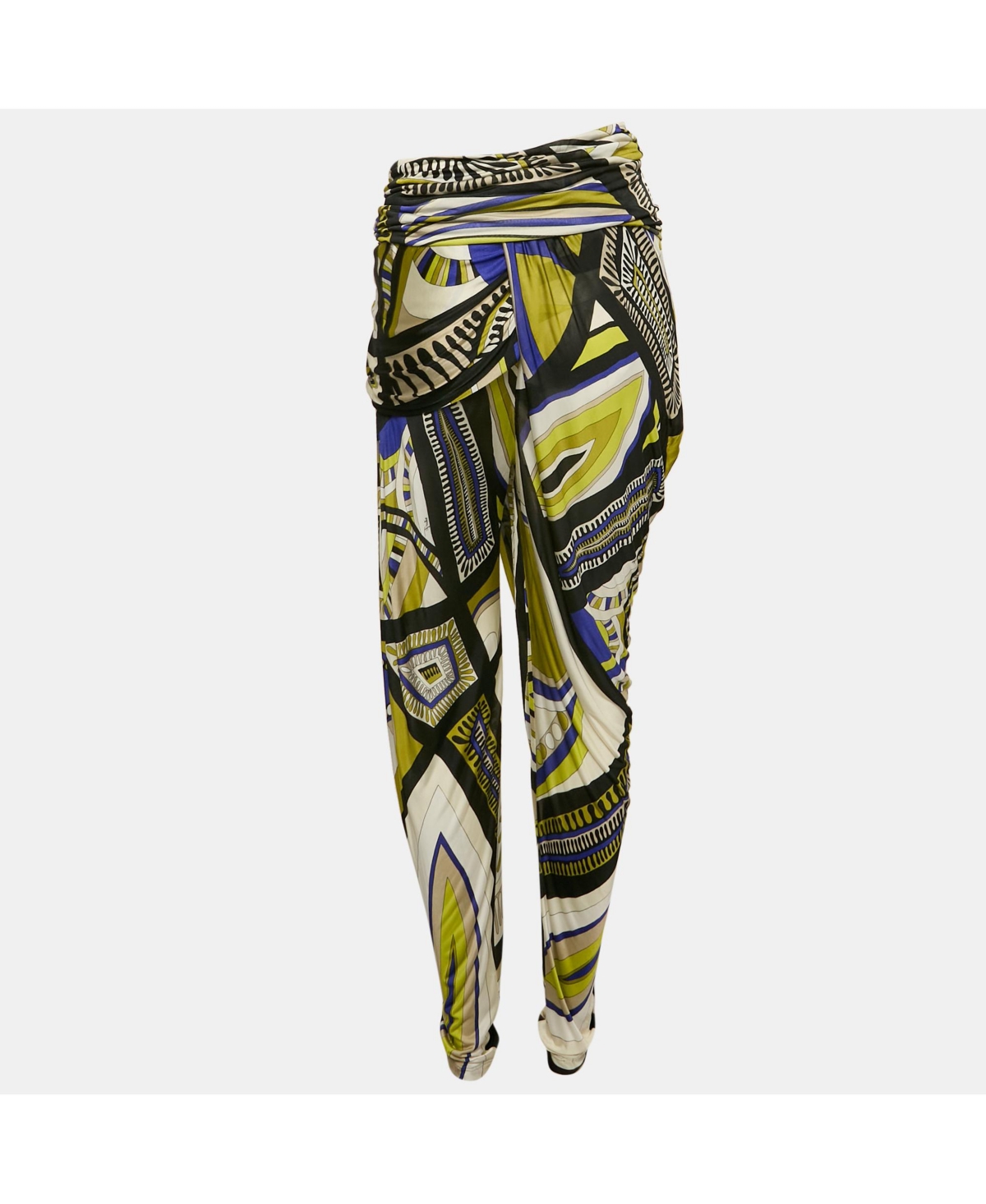 Pre-Owned Emilio Pucci Women's Multicolor Printed Jersey Draped Trousers