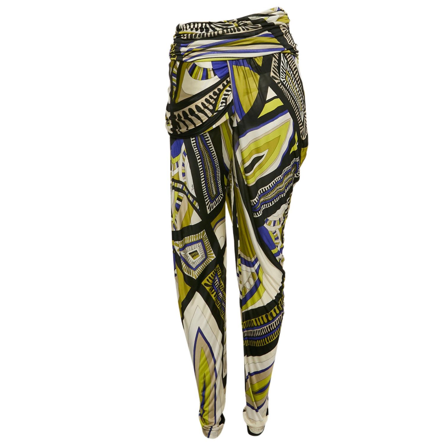 Women's Multicolor Printed Jersey Draped Trousers