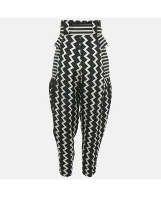 Women's Striped Jacquard Silk Belted Trousers