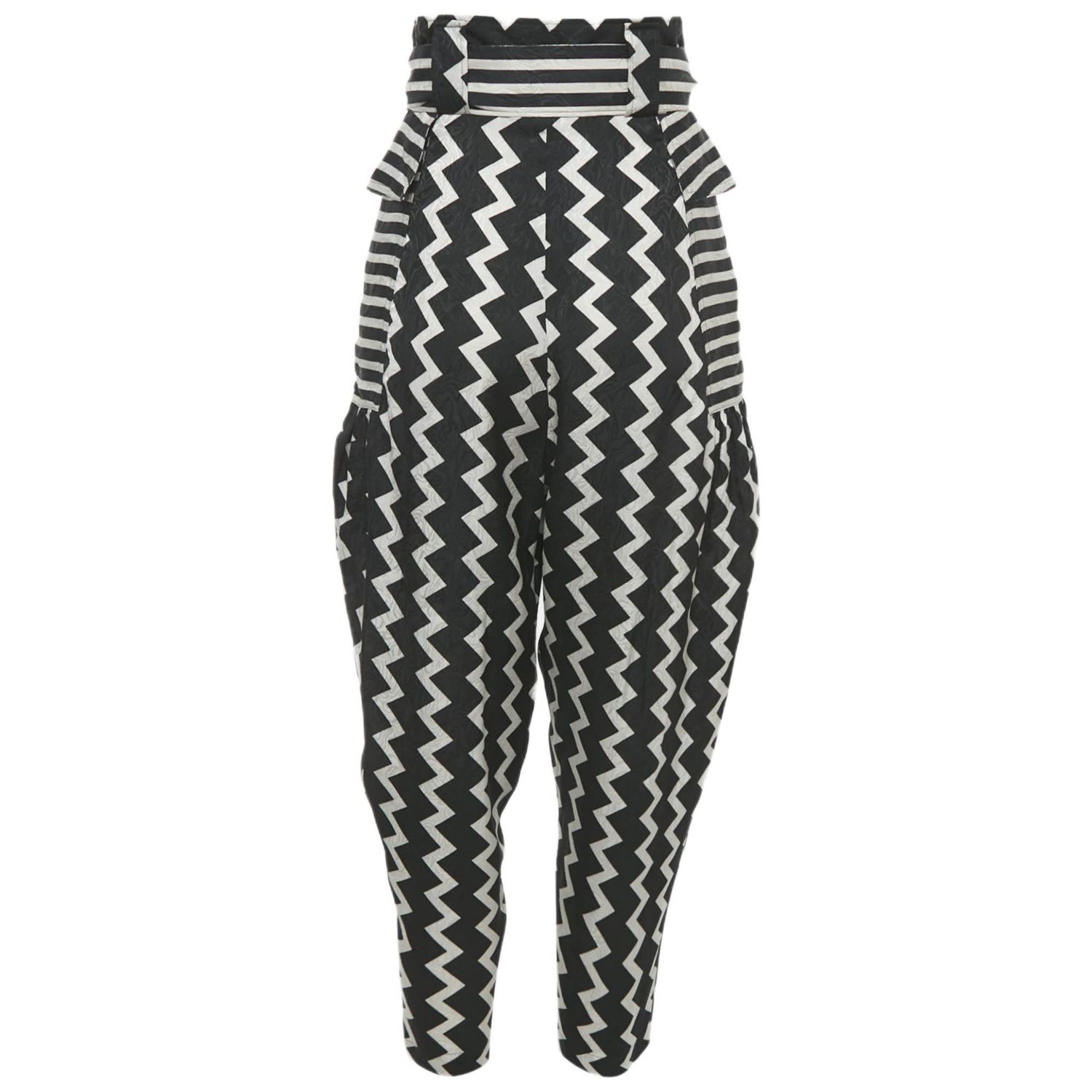 Women's Striped Jacquard Silk Belted Trousers