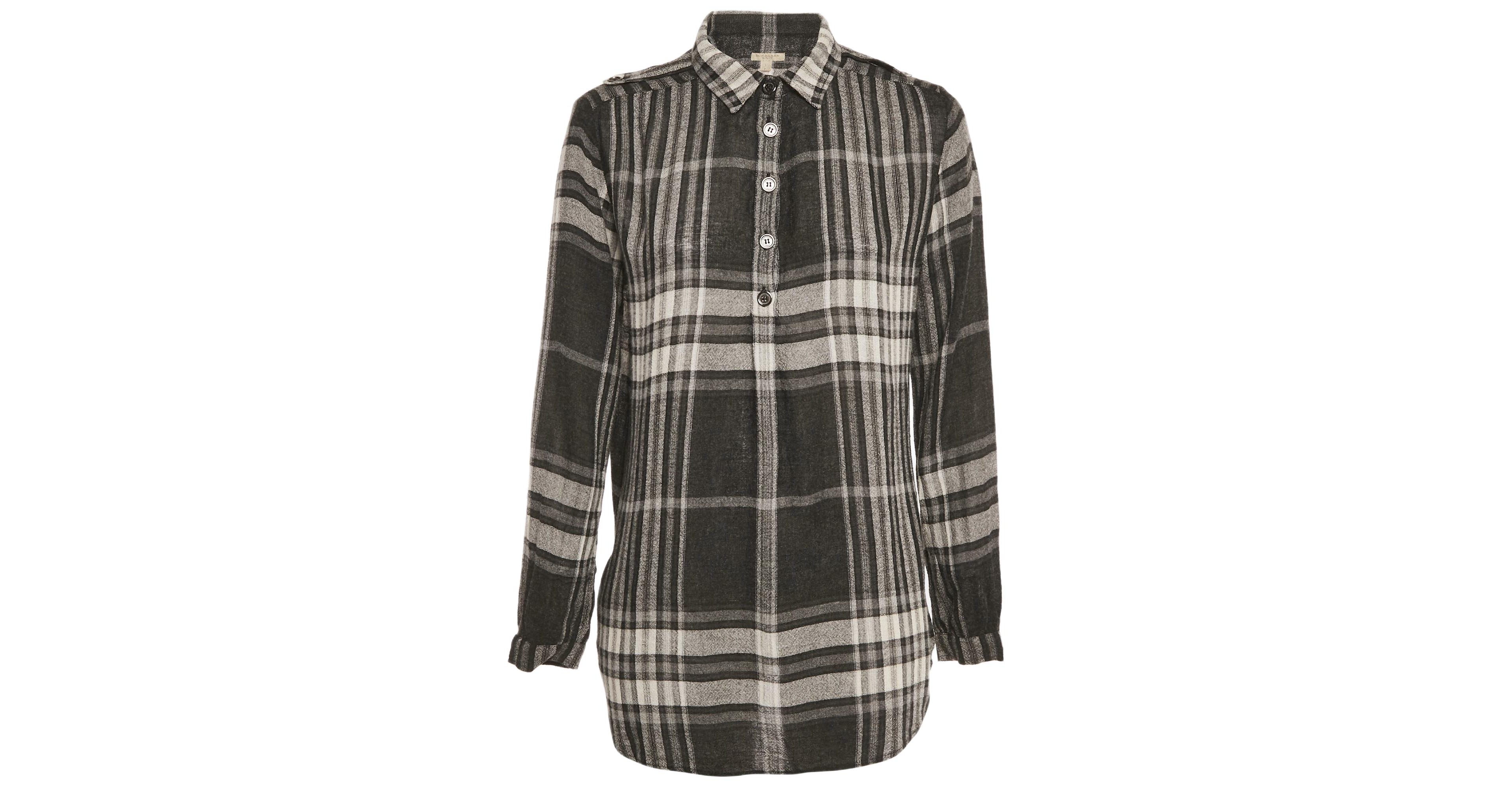 Pre-Owned Burberry Women's Brit Monochrome Checks Crepe Tunic