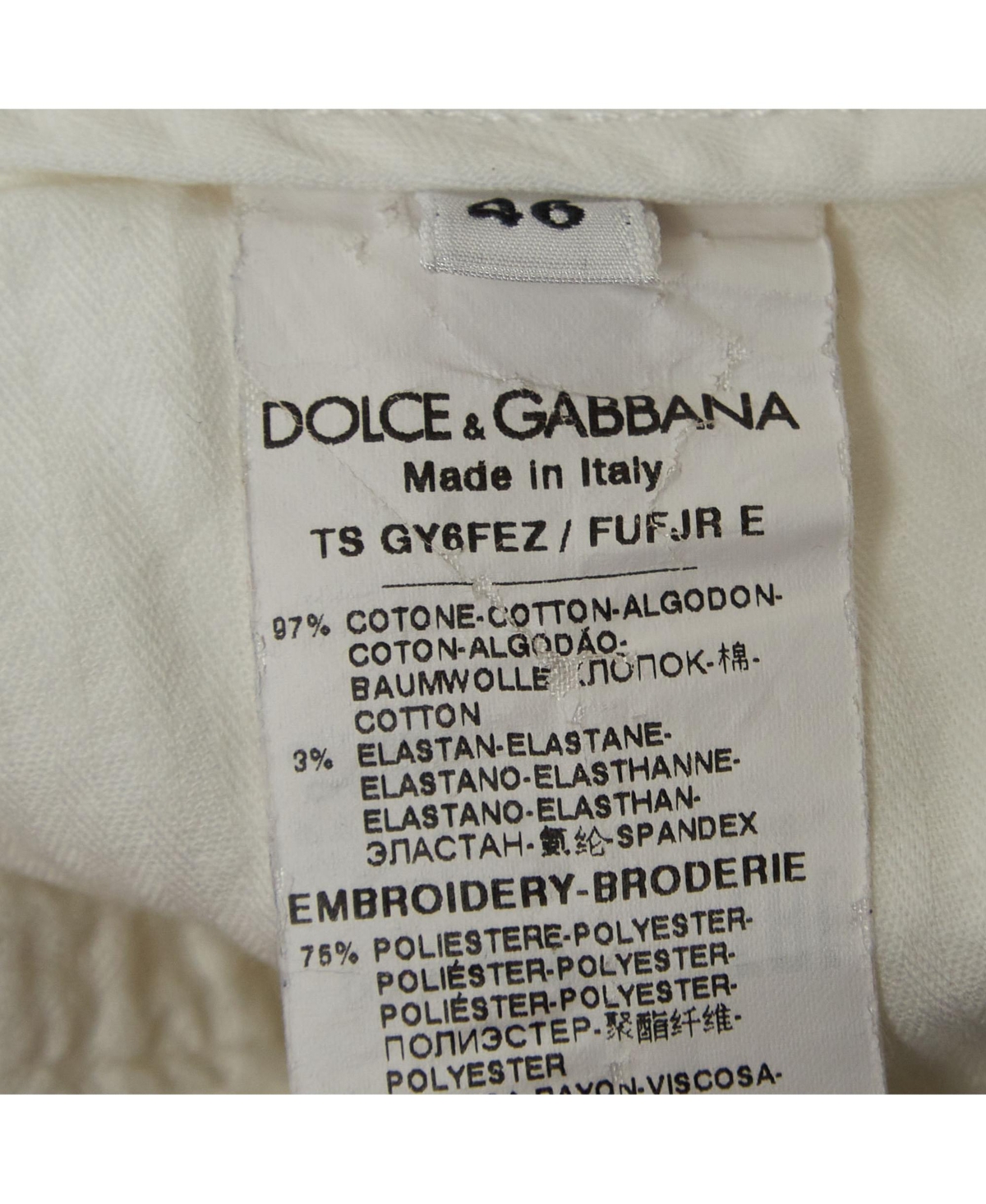 Pre-Owned Dolce & Gabbana Women's White Cotton Straight Fit Trousers