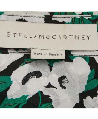 Women's Green Floral Print Silk Long Sleeve Shirt