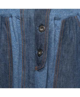 Women's Blue Knit Ruched High Pants