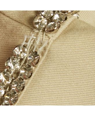 Women's Beige Studded Gabardine Cotton Capri Pants