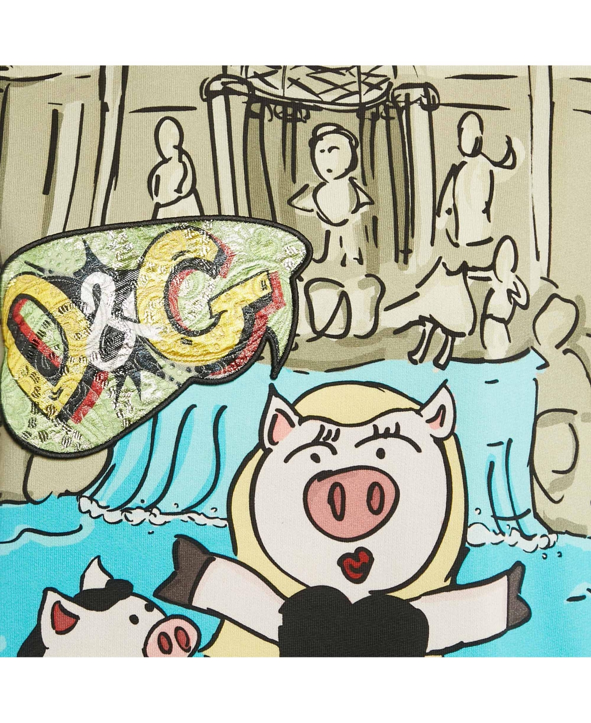 Pre-Owned Dolce & Gabbana Women's Green/blue Year Of The Pig Print Cotton Sequin Sweatshirt