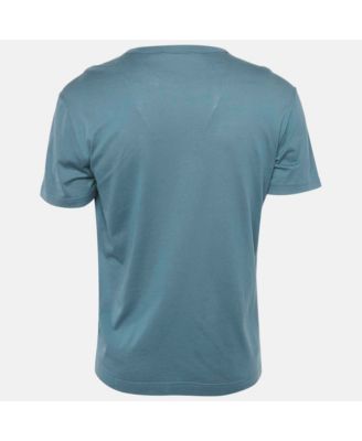 Men's Blue Cotton Logo Badge Detail Crew Neck T-Shirt