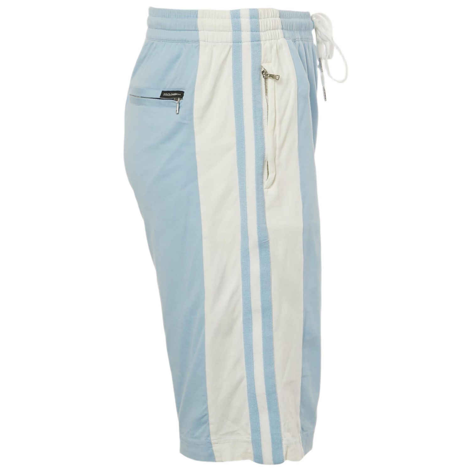 Men's Dolce & Gabbana Pre-Owned Blue Striped Cotton Jersey Shorts