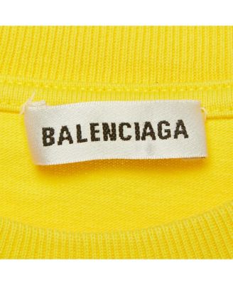 Men's Yellow Logo Print Cotton Crewneck T-Shirt