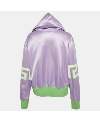Women's Lilac /green Baroque Mosaic Print Cotton Hooded Sweatshirt