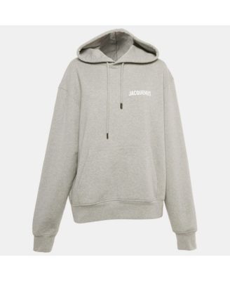 Women's Grey Logo Print Cotton Hoodie