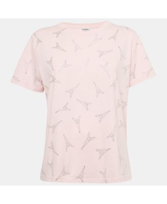 Women's Pink Eiffel Tower Crystal Jersey T-Shirt