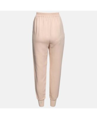 Women's Light Pink Crepe Rib Knit Trimmed Pants