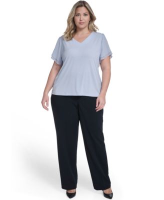 Plus Size V-Neck Pull-On Top