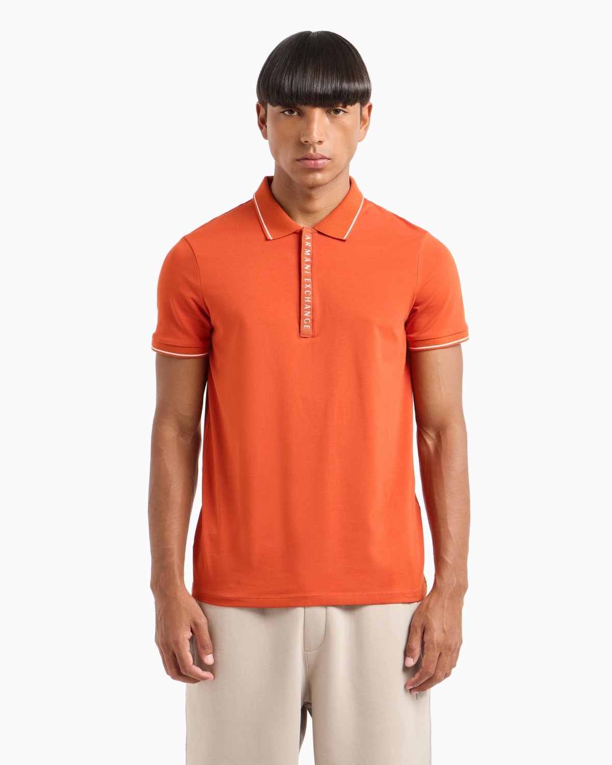 A|X Armani Exchange Men's Short Sleeve Logo Placket Polo Shirt