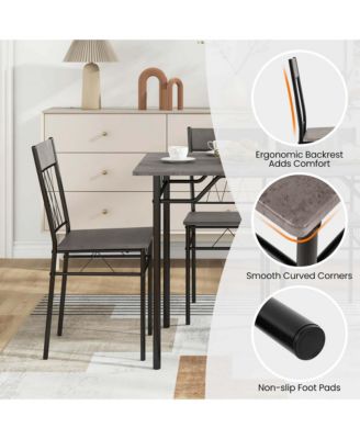 5PCS Dining Table Set for 4 Rectangular Kitchen Table & 4 Chairs with Metal Frame Cement