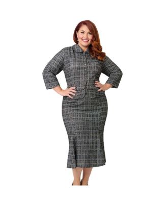 Plus Size Boucle Trumpet Skirt