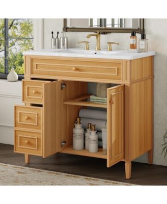 Bathroom Vanity with Sink Flip-Out Drawer 3 Drawers and Soft Close Doors