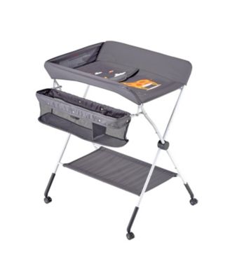 Foldable Baby Changing Table with Wheels and Side Basket