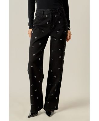Women's Rhinestone Heart Jeans