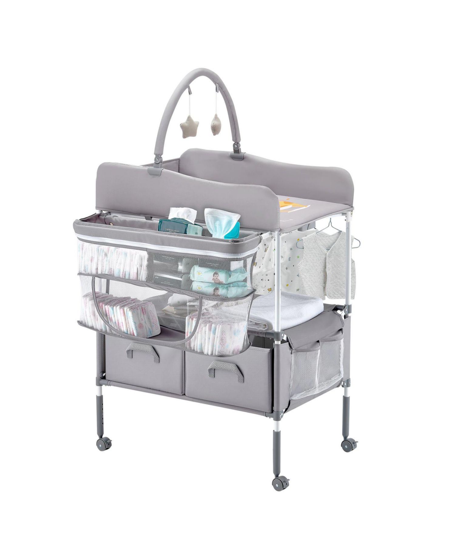 Foldable Baby Diaper Changing Station with Storage Drawers