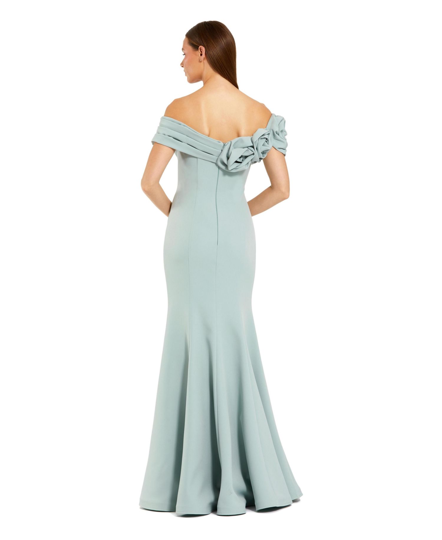 Women's 3D Floral Crepe Off The Shoulder Gown.