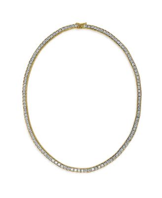 Princess-Cut CZ Tennis Necklace & 1CT Square CZ Stud Earrings Jewelry Set Gold-Tone Plated