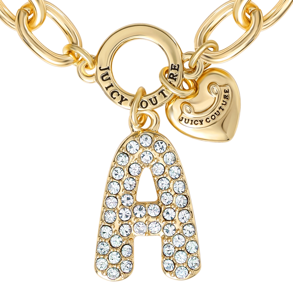 Juicy Couture Pave Initial Charm Bracelet - 7.5'' Gold Tone Link