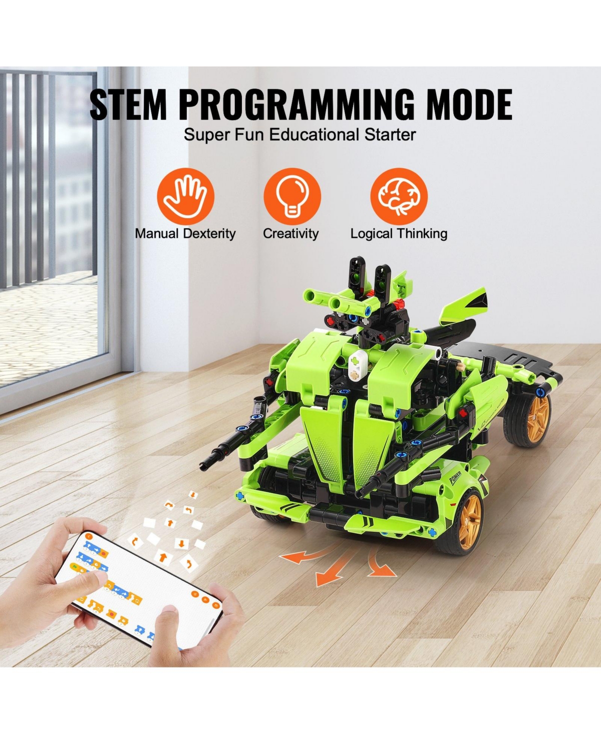 Mecale Stem Building Toys, 2-in-1 461PCS Rc Car Kit with Remote & App Control, Build Car or Robot, Educational Gift for Kids 6