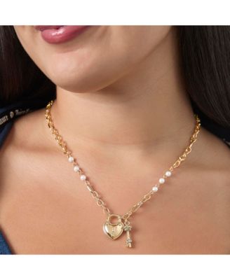 Heart Locket Charm Necklace, Gold-Tone