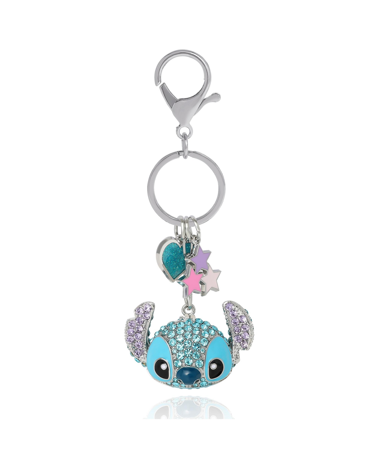 Disney Stitch Pave Crystal Keychain with Heart & Star Charms