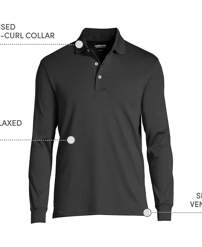 Men's Big and Tall Long Sleeve Super Soft Supima Polo Shirt - thumbnail 3