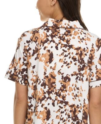 Women's Gabriella Printed Notch Collar and Long Pant Set