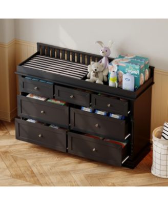 Changing Table with 7-Drawers, Guardrail Top, Anti-Tip Safety Feature