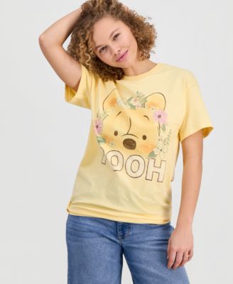 Juniors' Pooh Flower Graphic-Print Cotton T-Shirt