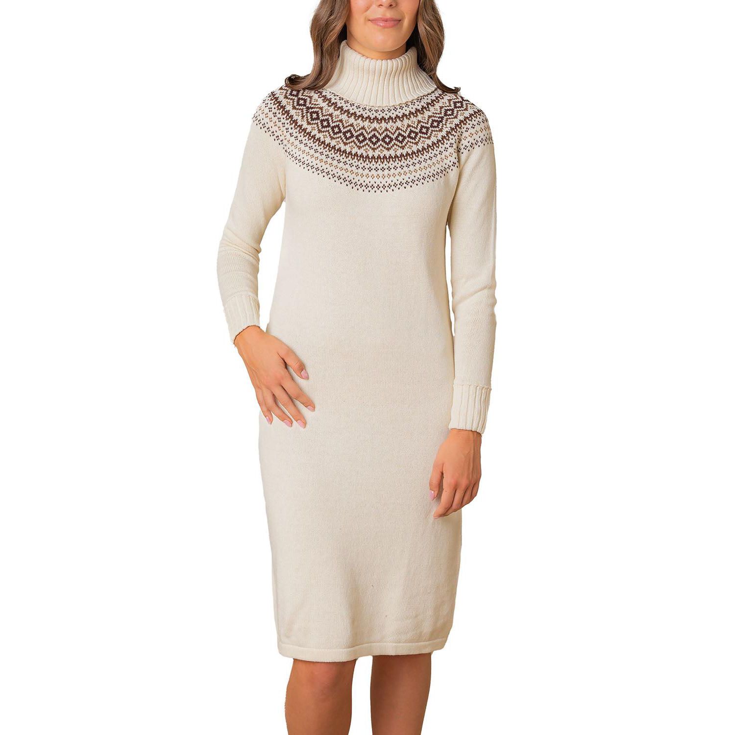 Women's Hope and Henry Organic Long Sleeve Turtleneck Intarsia Sweater Dress