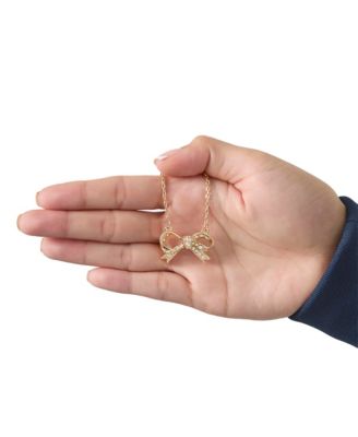 Pav&eacute; Bow Necklace & Stud Earring Set, Gold-Tone