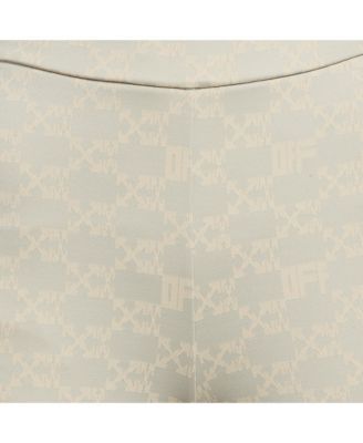 Women's Neutral Cream Monogram Jersey Slit Detail Leggings