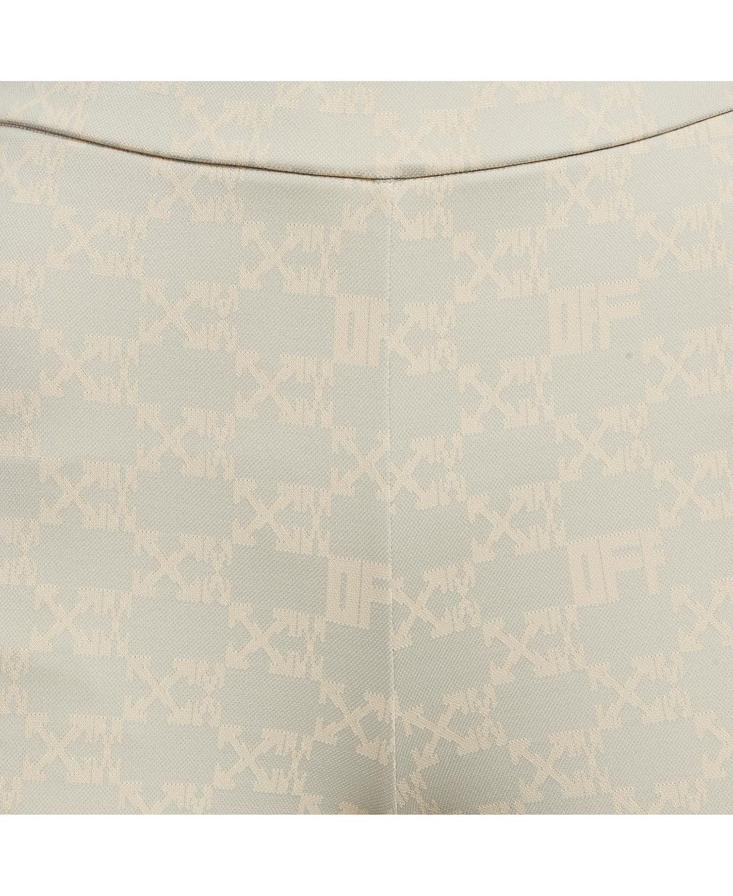 Women's Neutral Cream Monogram Jersey Slit Detail Leggings