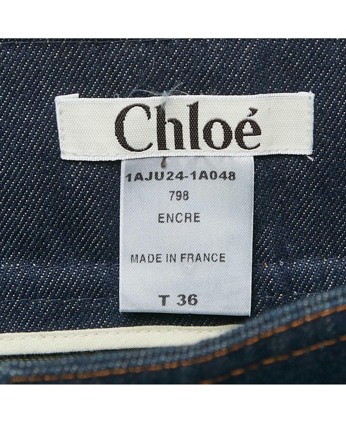 Pre-Owned Chloe Women's Vintage Navy Blue Applique Denim Pencil Skirt