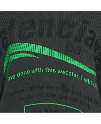 Women's Grey Printed Rib Knit Oversized Sweater