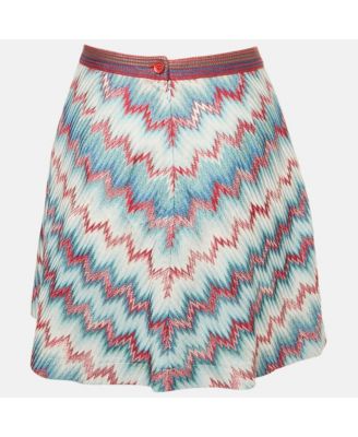 Women's Blue Chevron Pattern Knit Mini Skirt