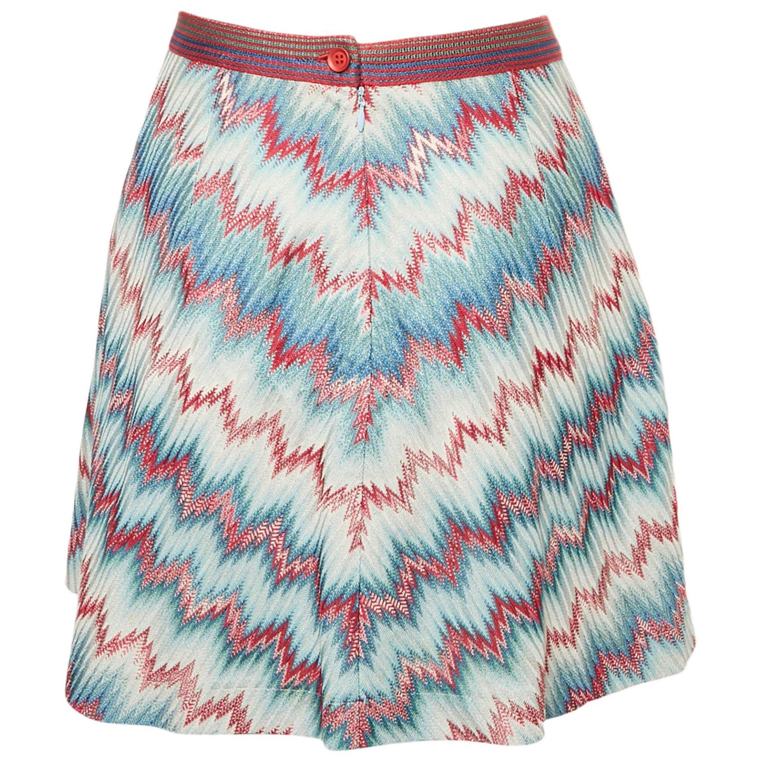 Women's Blue Chevron Pattern Knit Mini Skirt