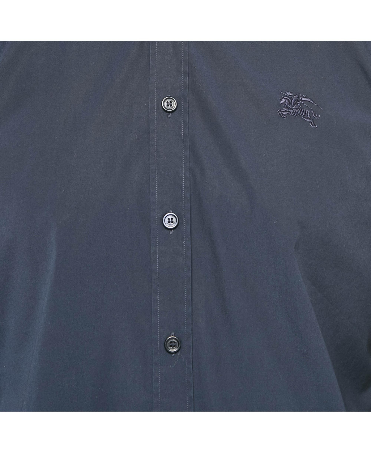 Pre-Owned Burberry Men's Navy Blue Cotton Nova Check Cuffed Long Sleeve Shirt