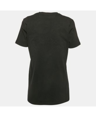 Women's Black Leaf Embossed Jersey Crewneck T-Shirt