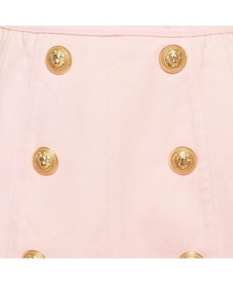 Women's Pink Denim Applique Detail Pleated Mini Skirt