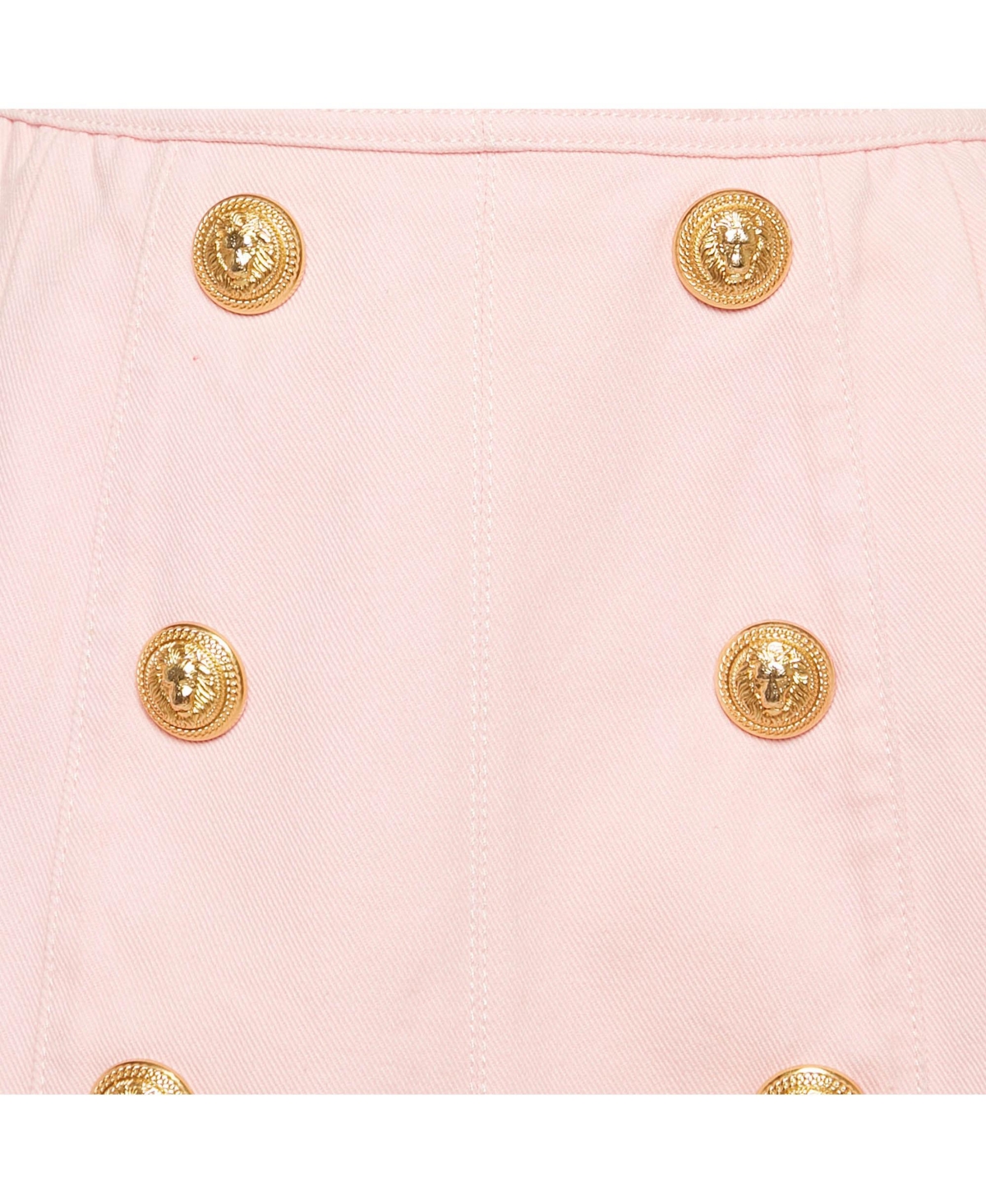 Pre-Owned Balmain Women's Pink Denim Applique Detail Pleated Mini Skirt