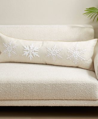 Embroidered Snowflake Poly Filled Decorative Pillow, 13" x 40"