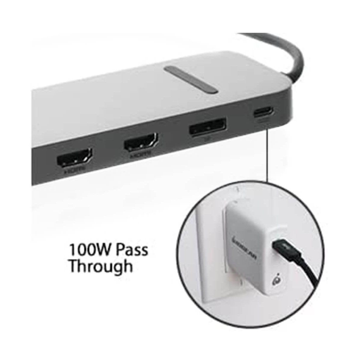 13-Port Usb-c Triple Display 4K Docking Station Hd Slim Multi-Port Adapter – Gray