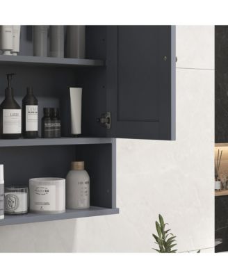 Bathroom Wall Cabinet Wall Mounted Medicine Organizer with Open and Adjustable Shelf Storage Cabinet for Bathroom or Laundry Room